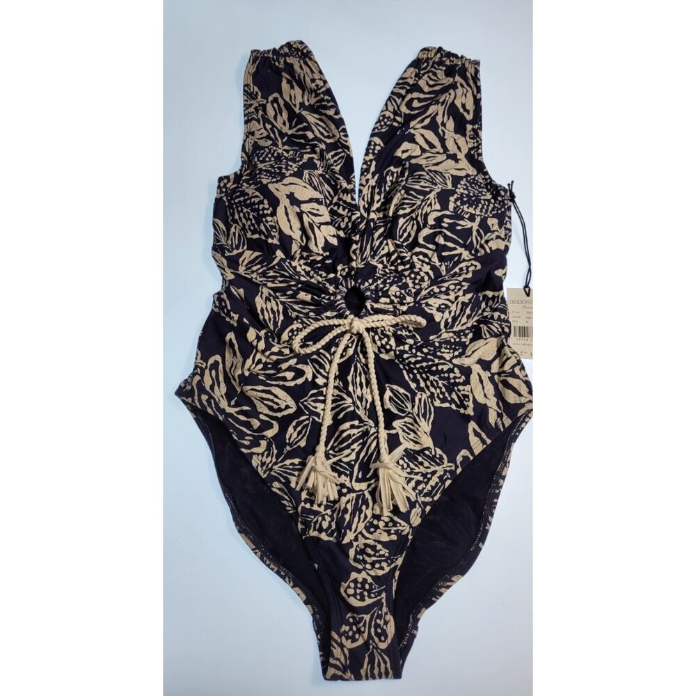 Robin Piccone One Piece Swimsuit Navy Ecru Size 8 New With Tags